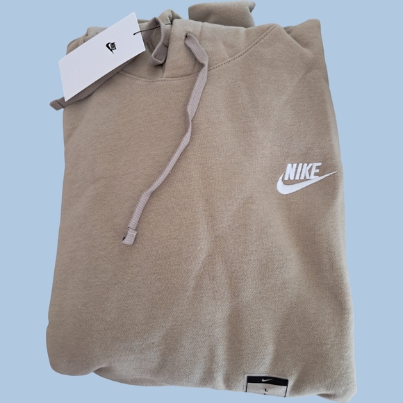 Nike Mens Sportswear Club Fleece Pullover Hoodie Various Sizes NWT Khaki White - Picture 3 of 5